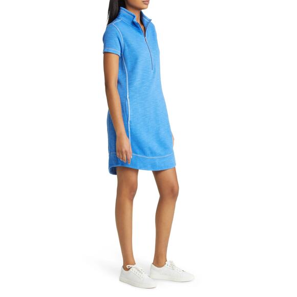 Tommy Bahama Tobago Bay 1/2 Half Zip Dress Sz M Blue Collared Beach Athleisure - Picture 2 of 10